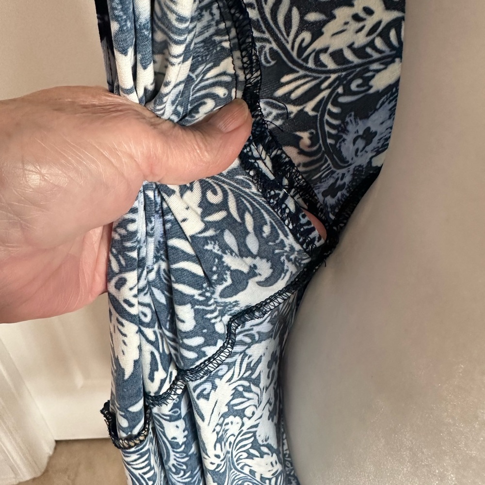Boston Proper Blue and White Wrap Midi Dress - Picture 9 of 10